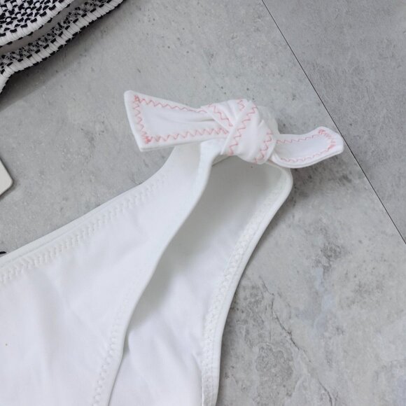 KISUII Bikini Set Large White Two Piece Halter Smocked Hipster Bikini BARNEYS - Picture 6 of 16